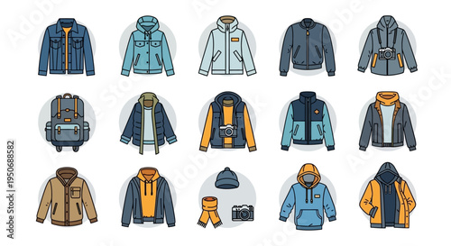 Variety of colorful hooded jackets.
