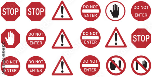 Collection of road warning and prohibition signs