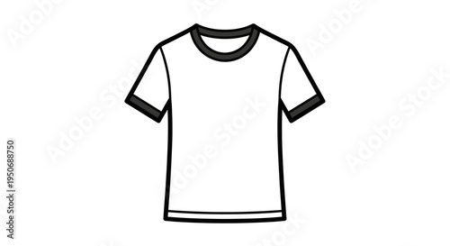a simple blank white t-shirt with black ringer trim isolated on white ideal for apparel design mockups.