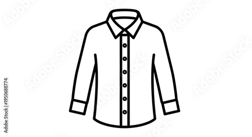 a simple line art illustration of a white collared dress shirt conveying a professional and formal clothing concept perfect for fashion and business designs