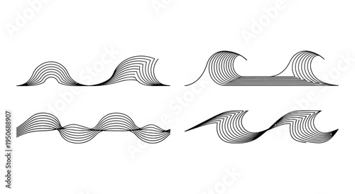 abstract black and white wavy lines creating modern flowing patterns perfect for graphic design elements backgrounds and web art
