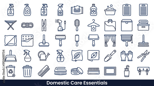 Domestic care routines and home upkeep essentials used to maintain cleanliness organization and comfort in residential spaces