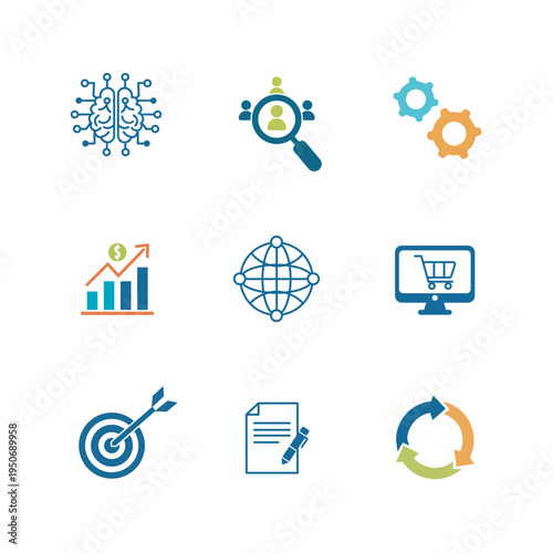Artificial Intelligence and E-commerce Icons