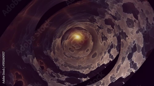 Dark Tunnel with Swirling Clouds and Light.