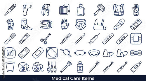 Medicinal care accessories and personal health treatment goods used for minor medical care and wellness support represented as