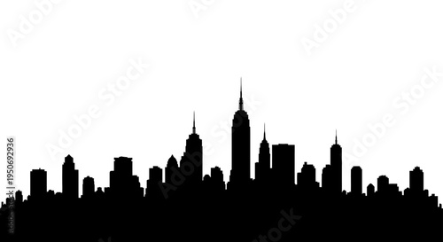 black city skyline silhouette standing against a clear white background an urban landscape perfect for graphic design elements