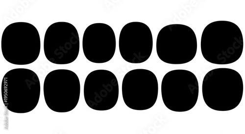 abstract black rounded rectangles forming a minimalist grid pattern on a clean white background ideal for modern graphic design