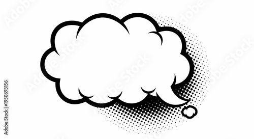 an empty comic book style thought bubble with a pop art halftone pattern perfect for graphic design and expressive messaging