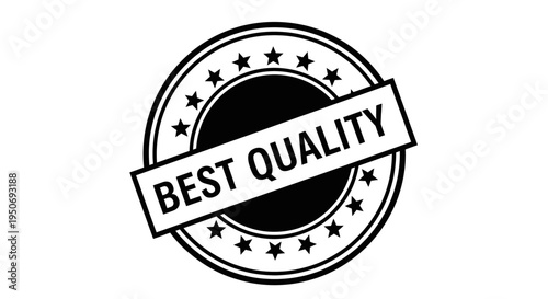 best quality stamp icon black and white graphic conveying excellence for product certification and service guarantee.