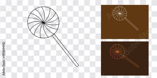 Lollipop candy icon design sweet swirl dessert colorful outline vector illustration isolated background graphic