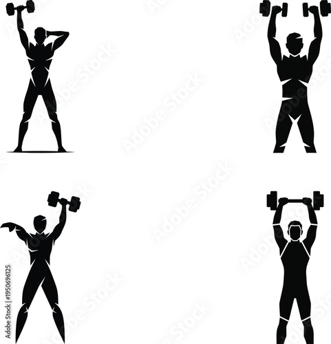Silhouette man lifting dumbbells for weight training with healthy lifestyle