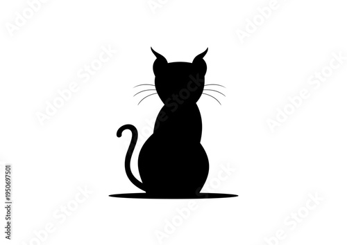 Black silhouette of a sitting cat.