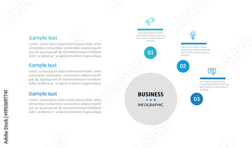 Modern business infographic template with 3 options or steps	
