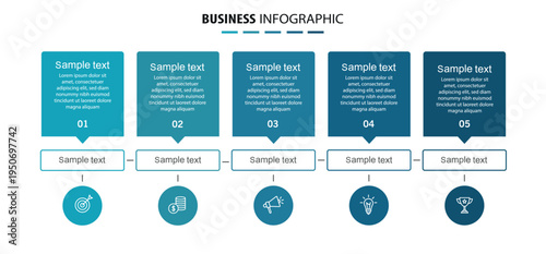 Business vector infographic template with 5 options or steps