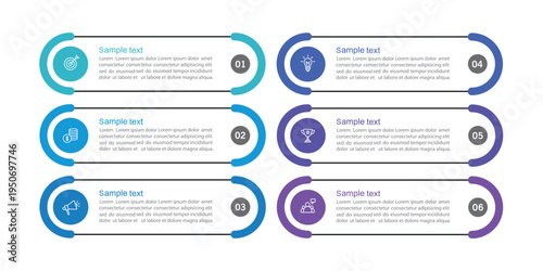 Business vector infographic design template with icons and 6 options or steps
