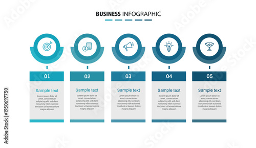 Business vector infographic template with 5 options or steps