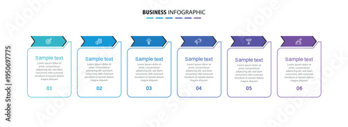 Business vector infographic design template with icons and 6 options or steps