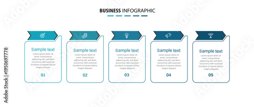 Business vector infographic template with 5 options or steps