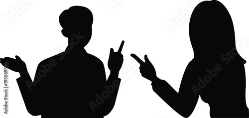 Flat design couple arguing silhouette