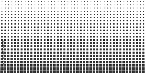 Halftone pattern with black square. Abstract geometric texture. Background with graphic design element for modern digital style, artistic backdrop. Vector illustration