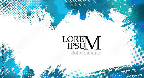 light blue background with paint strokes frame. Hand drawn. Not AI, vector illustration.