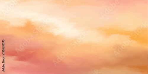 Abstract Watercolor wash in dreamy soft pastel orange and pink hues that create a visual representation of the gentle, ethereal clouds, evoking a feeling of serenity and artistic exploration.