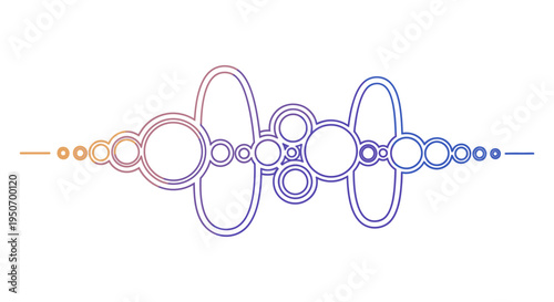 Abstract sound wave visualization with circles and gradient colors, representing audio or data