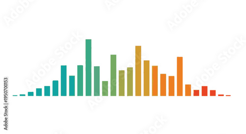 Dynamic abstract sound wave visualization with colorful gradient bars, representing audio frequency, digital data, music, and technology concepts.