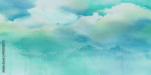 Abstract soft and dreamy watercolor artwork of a rainy sky, offering a sense of calm and gentle atmosphere with tranquil hues.