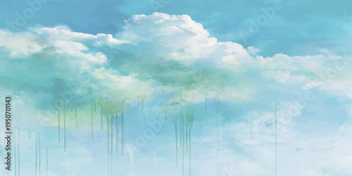 Abstract serene skyscape with fluffy clouds drifting effortlessly across a vibrant blue expanse, evoking a sense of tranquility and openness.