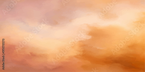 Abstract ethereal cloudscape, painted with strokes of orange, cream and salmon hues. a symphony of color evokes a sense of tranquility and awe.