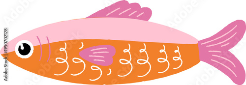 Childlike Hand Drawn Sardines Crayon Fish