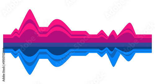 Abstract sound wave graphic in bisexual flag colors, representing music, audio, and LGBTQ+ pride
