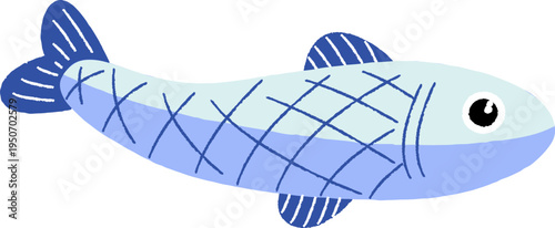 Hand Drawn Sardines Crayon Fish