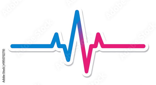 Vibrant blue and pink heartbeat pulse line graphic, symbolizing health, medical technology, life, and wellness, isolated on a white background.