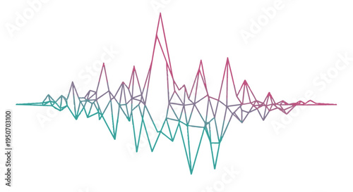 Abstract digital waveform visualization with geometric triangulation, representing sound, data, or signal analysis