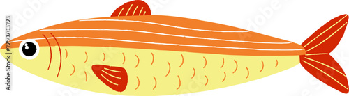 Hand Drawn Sardine Naive Crayon Fish