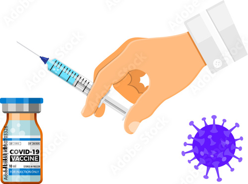 Covid-19 Vaccinate and Syringe Injection