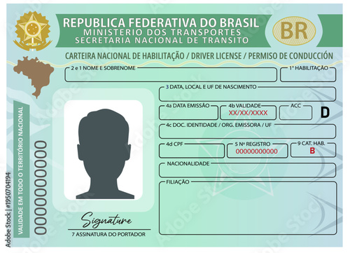 Brazil driver license vector illustration isolated on white background. Person driver license.