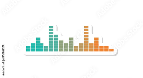 Colorful digital audio equalizer bars visualizing sound waves and music frequencies. Modern graphic illustration for technology, entertainment, and data.