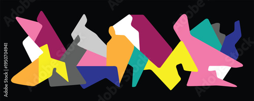  Modern people virtual reality abstract puzzle multicolored illustration