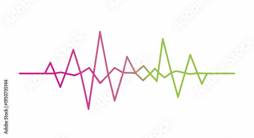 Dynamic abstract sound wave graphic in a vibrant magenta to green gradient, symbolizing audio, music, and digital technology visualization.