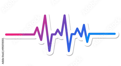 Colorful gradient audio waveform or sound wave sticker with a dynamic heartbeat line, representing music, technology, and abstract concepts.