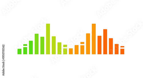Colorful audio waveform equalizer bars, representing sound waves, music, or data visualization on a white background.