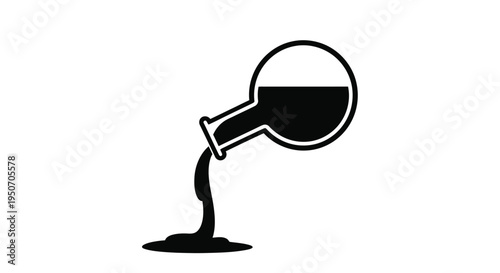 A black flask pouring liquid a striking graphic silhouette
