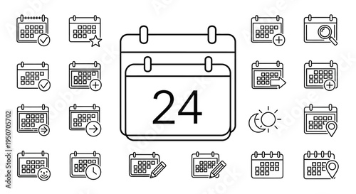 Calendar icons with number twenty four.