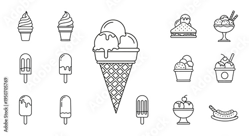 Ice cream cone and frozen treats.