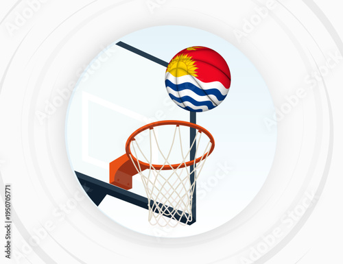 Kiribati Flag Themed Basketball in Motion, Scoring Moment in Basketball Game.
