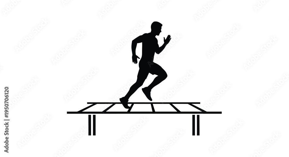 Fototapeta premium A runner leaps over hurdles in a dynamic stark silhouette