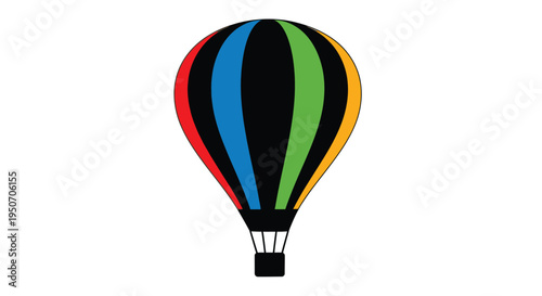 Colorful hot air balloon design with striking striped appearance silhouette